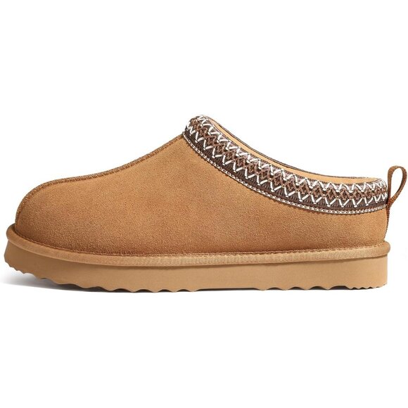 Women's Chestnut Suede Fuzzy Slippers for Winter Warm House Shoes Cozy Boots - Picture 3 of 8